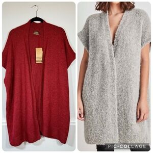 MIA Peru Wanka Short Sleeveless Wrap Sweater Red OS Alpaca Blend Boxy Boho NWT